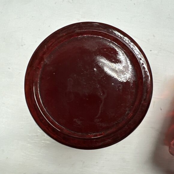 Lot Of 3 RED Vtg L.G. Wright S Repeat Pattern Glass Toothpick Votive Holders + - Picture 3 of 9